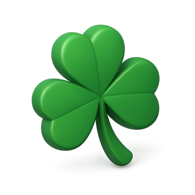 3D Green Shamrock Icon Design for Luck and St. Patrick's Day