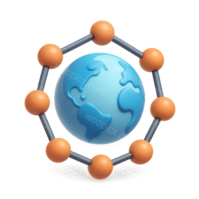3D Network Icon Representing Global Connectivity