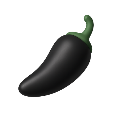 Stylized 3D Black Pepper Icon for Culinary Use