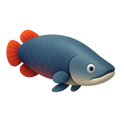 Stylized Isometric Arapaima Icon Design in 3D Style