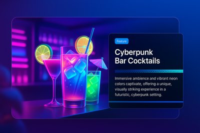 Vibrant Cyberpunk Cocktail Bar with Neon Drinks