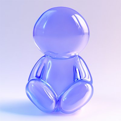 Stylized Transparent Blue Figurine on Soft Background