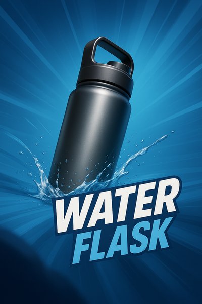 Dynamic Water Flask Design with Bold Typography