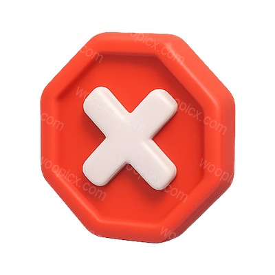Stylized Red Cancel Button Icon with 3D Effect