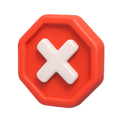 Stylized Red Cancel Button Icon with 3D Effect