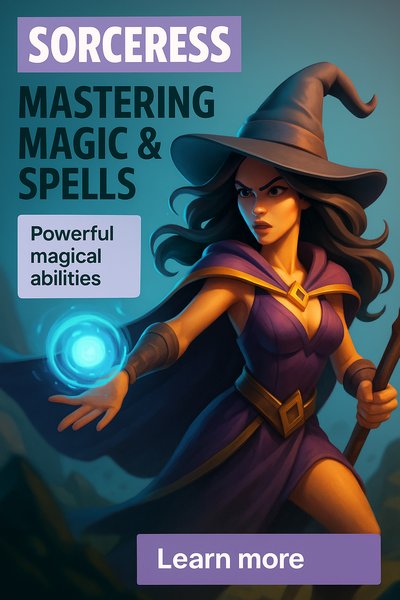 3D Illustration of a Sorceress Mastering Magic and Spells