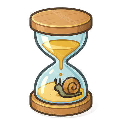 Stylized 3D Hourglass Icon with Snail Detail