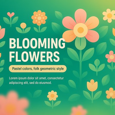 Pastel Floral Patterns in Folk Geometric Style