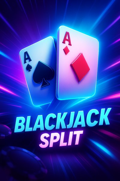 Dynamic Blackjack Split Illustration with Neon Effects