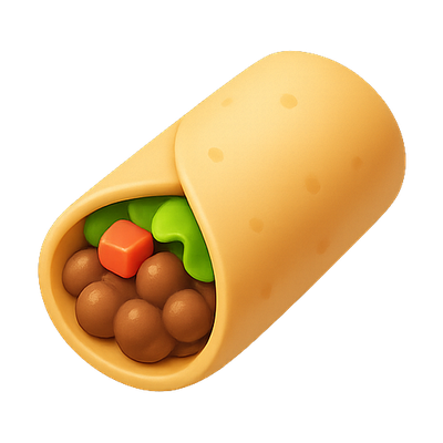 Colorful and Appetizing Food Icon of a Burrito