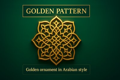 Elegant Golden Arabian Pattern Design for Decorative Use