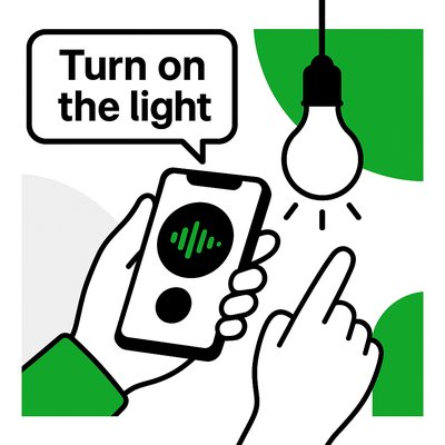 Smart Home Concept Illustration Featuring Voice Command for Lighting