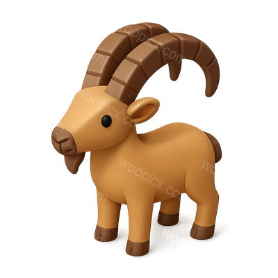 3D Ibex Icon with Isometric Design and Volumetric Feel