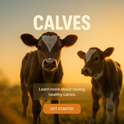 Engaging image of calves promoting healthy raising practices