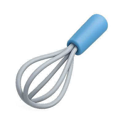 Stylized Kitchen Whisk with Blue Handle