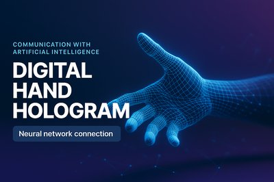 Digital Hand Hologram Depicting AI Communication