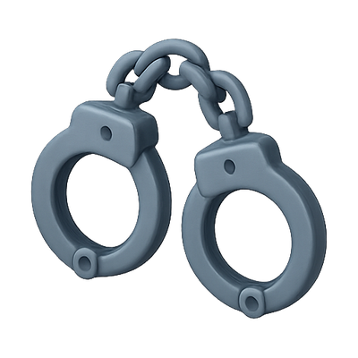 3D Render of Handcuffs Illustrating Law Enforcement Concept