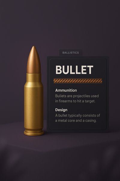 3D Illustration of a Bullet with Informational Blocks