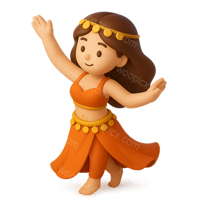 Colorful 3D Belly Dance Icon in Isometric View