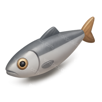 Stylized 3D Anchovy Icon with Isometric View