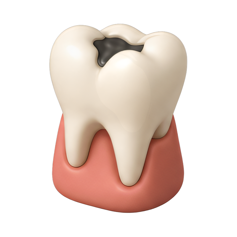 dental tooth model with cavity