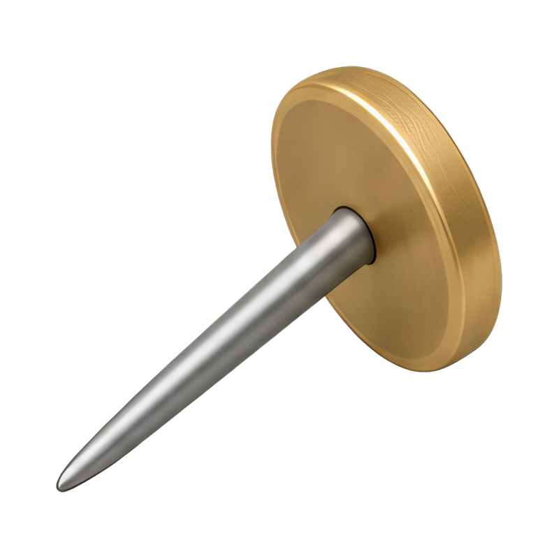 metal press pin on fabric