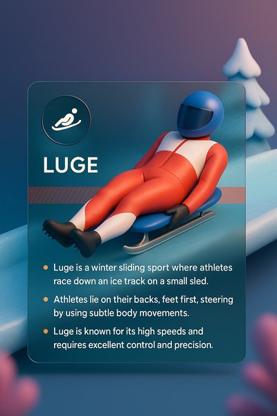 3D Illustration of Luge Sport with Colorful Design Elements