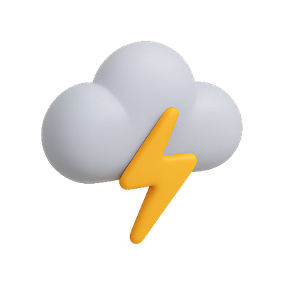 3D Cloud Icon with Lightning Bolt