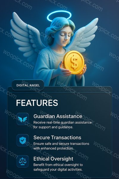 Digital Angel Holding a Glowing Coin in 3D Illustration
