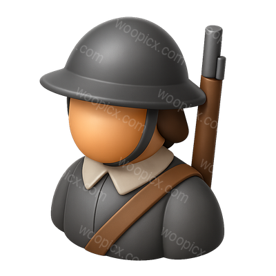Stylized 3D Roundhead Icon from the English Civil War