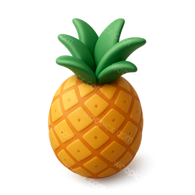 Stylized 3D Pineapple Icon with Isometric Design