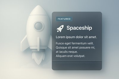 Stylized Spaceship Icon with Text Overlay Design