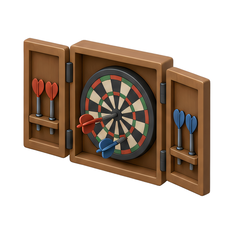classic wooden dartboard cabinet