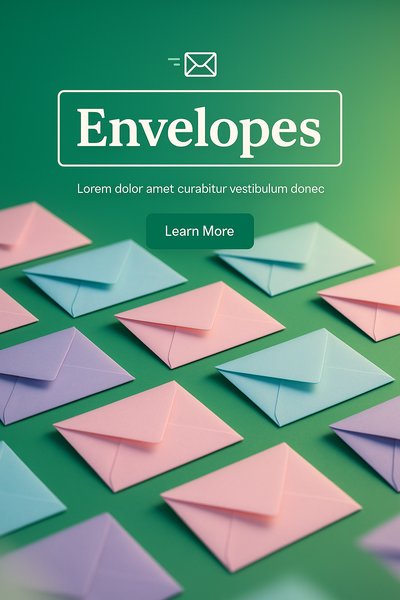 Colorful Envelopes on Green Background - Engaging Graphic Design