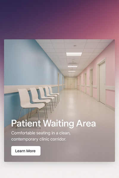 Modern Hospital Corridor with Patient Waiting Area