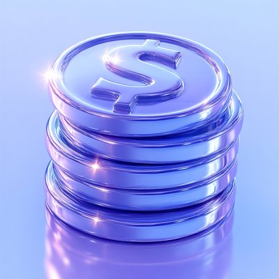 Stylized 3D Render of Transparent Dollar Coins