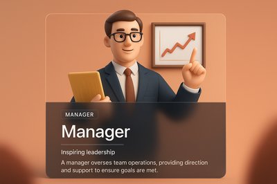 3D Illustration of a Manager with Graphical Elements