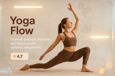 Yoga Flow Promotional Graphic Featuring a Female Practitioner