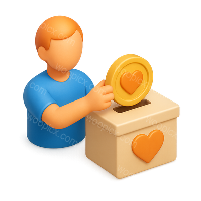 3D Icon of a Generous Donor Contributing to Charity