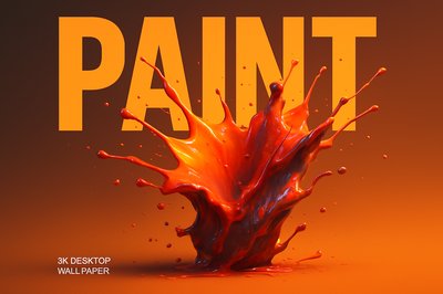 Vivid Paint Splash Desktop Wallpaper with Bold Typography