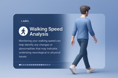 3D Illustration of Young Man Walking with Speed Analysis Interface
