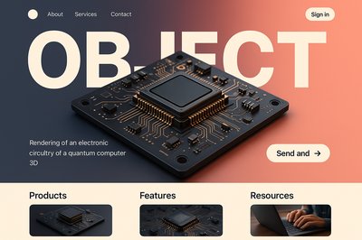Minimalist Landing Page Design Featuring Quantum Computer Circuitry
