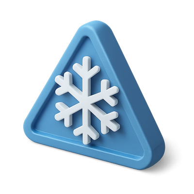 Stylized 3D Snowflake Icon in Triangle Shape