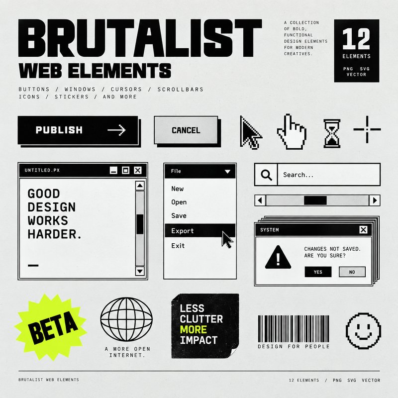 brutalist web design elements