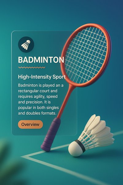 3D Badminton Illustration with Informative Overlay