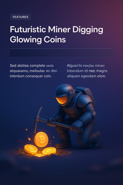 Futuristic Miner Collecting Glowing Digital Coins