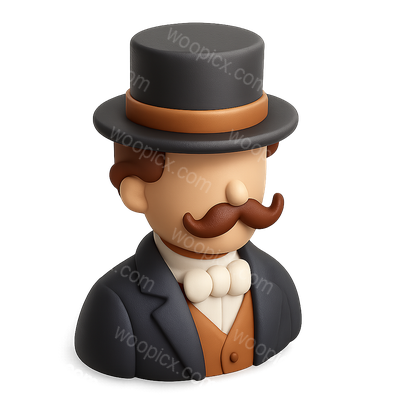 Stylized 3D Aristocrat Icon with Volumetric Depth