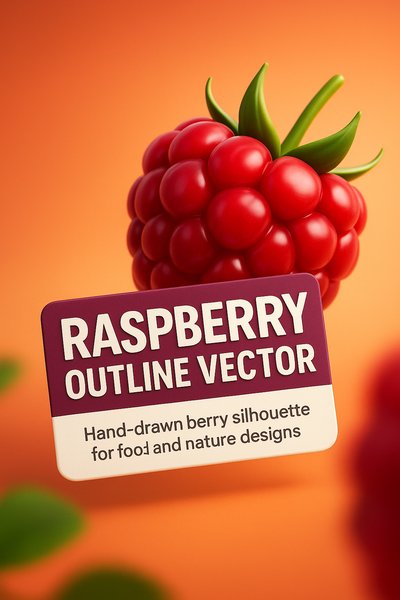 3D Raspberry Illustration with Hand-Drawn Vector Label