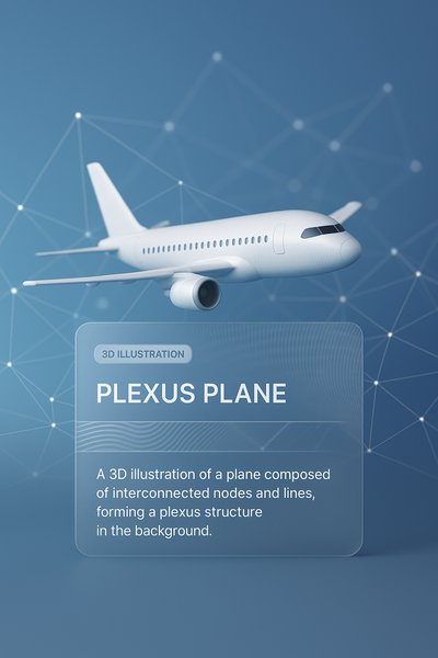 3D Illustration of a Plexus Plane with Modern Design Elements