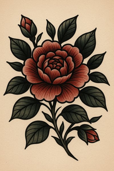 Intricate Floral Tattoo Design Featuring a Rose